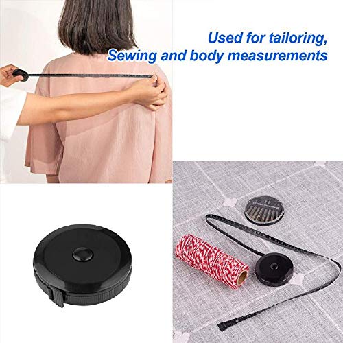 GDMINLO Soft Tape Measuring for Body Fabric Sewing Tailor Cloth Knitting Craft Weight Loss Measurements Retractable Black Dual Sided Tape Measure 1 GDMINLO