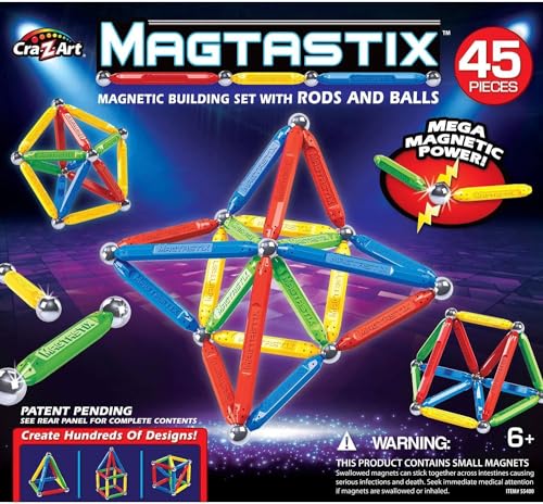 Cra-Z-Art Magtastix Balls & Rods Building Kit for 72 months to 1188 months, (45 Piece) (Package may vary) Cra-Z-Art