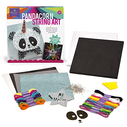 Craft-tastic – String Art – Craft Kit Makes 2 Large String Art Canvases – Pandacorn Edition Craft-tastic
