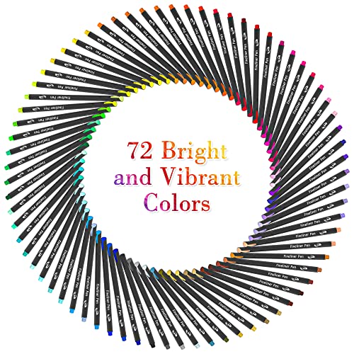 Tebik 80 Pack Planner Pens Colored Pens, 72 Colors Drawing Pens with 8 Stencils, Fineliners for Journal Planner Note Calendar Writing Coloring, Tebik