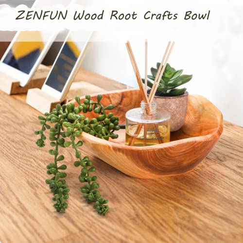 ZENFUN Wood Root Dish Bowl, Natural Wooden Bowl Snack Bowl, Handmade Serving Bowl for Candy, Bread, Snacks, Serving Appetizer Display, 7.8''-9.5'' ZENFUN