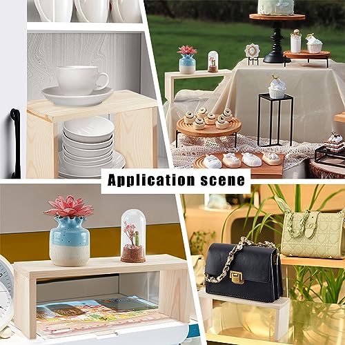 NBEADS 3-Tier Rectangle Wood Jewelry Display Risers, 3 Sizes Unfinished Wood Display Risers Shelf Showcase Fixtures Detachable Display Stand for NBEADS