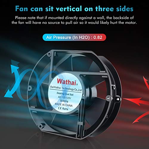 Wathai AC 110V 120V Axial Fan Big Airflow High Speed Dual Ball 172mm x 150mm x 51mm for DIY Cooling Ventilation Exhaust Projects For Server Wathai