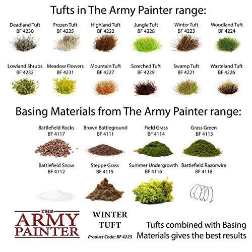 The Army Painter Tufts - Battlefield Tufts: Winter Tuft, 77 Pcs, 3 Sizes -Terrain Model Kit for Miniature Bases & Model Grass Tufts -Diorama Supplies The Army Painter