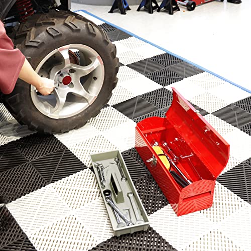 BIG RED ATB212R Torin 19" Steel Portable Tool Box Hip Roof Style Tool Box Organizer with Metal Latch Closure and Removable Storage Tray, Red BIG RED