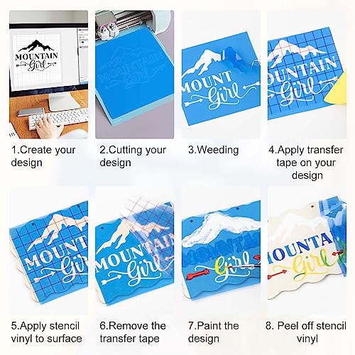 HTVRONT Stencil Vinyl- 12” x 50 FT Light Blue Adhesive Stencil Vinyl for Cricut & Silhouette Machine,Stencil Vinyl Roll for Crafting Decoration HTVRONT