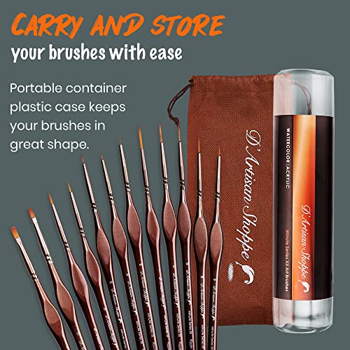 Miniature Paint Brushes Art. Minute Series XII 12pc Fine Detail Paint Brush Set for Model Miniature Painting Kit. Fine Point Small Artist Brushes for D'Artisan Shoppe