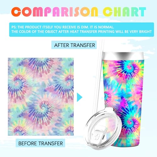 Tintnut Tie Dye Infusible Ink Transfer Sheets - 12 Sheets 12"x10", Seamless Colorful Sublimation Transfer Paper Bundle Compatible with Cricut for DIY Tintnut