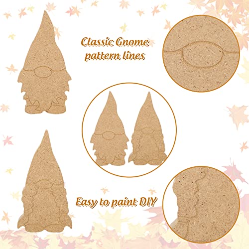 Whaline 10Pcs Tiered Tray Decor Unfinished Gnome Wooden Cutouts with Line Boy & Girl Gnome Table Wooden Signs DIY Freestanding Craft for Home Kitchen Whaline