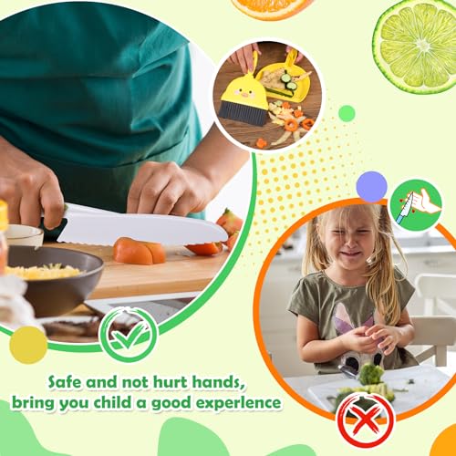 14 PC Safe Kids Knife Kitchen Set Real Cooking with Cleaning Tools,Toddler Toys for Girls Boy Age 2-10,Montessori Toys for 2+ Year Old,Gifts for 2 3 Salufo