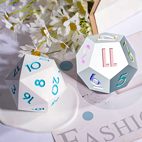 Large Dice Resin Molds, 2 Styles Silicone Dice Mold for Epoxy Resin Casting, Triangle Hexagonal D20 D12 Dice Game Mold with Number, Silicone Resin Wehous