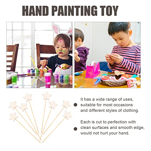 STOBOK Princess Fairy Wand Stick: 8PCS Unfinished Wooden DIY Crafts Star Magical Wand for Girls Art Show Cosplay Costume Party STOBOK