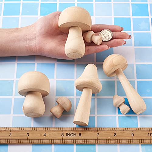 Craftdady 23pcs Unfinished Wooden Mushrooms Unpainted Natural Wood Mushroom Peg Dolls Ornaments for Painting DIY Art Crafts Home Decoration, 7 Sizes Craftdady