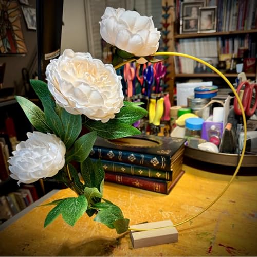 15Pcs 12 Inch Metal Floral Hoop Centerpiece with 15 PCS Wood Place Card Holders and Adjustable Foot Pads, Gold Wreath Macrame Hoop Rings Decorations trophable