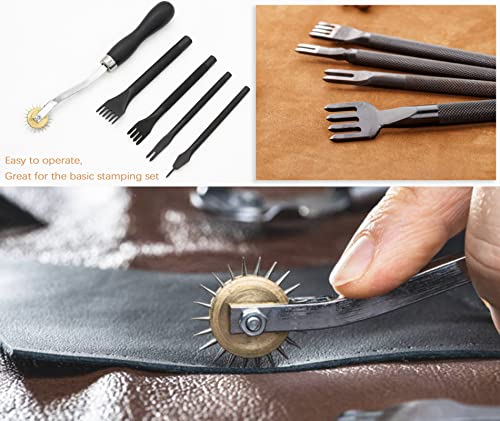 18Pcs Leather Stitching Working Tools kit Leather Craft Tools Perfect for Stitching Punching Cutting Sewing Leather Craft Making DIY Leathercraft NOTETOUPT