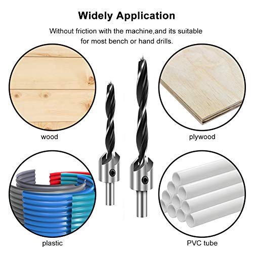 COMOWARE Countersink Drill Bits Set- 7Pcs Counter Sink Bit for Wood High Speed Steel, Woodworking Carpentry Reamer with 1 Free Hex Key Wrench COMOWARE