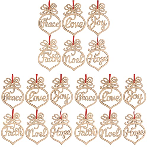COHEALI 18 pcs Design DIY Twine Decorations Gift Christmas Unfinished Decor Festival Cutouts Wood Love Pendants Drawing Holiday Graffiti for Hope COHEALI