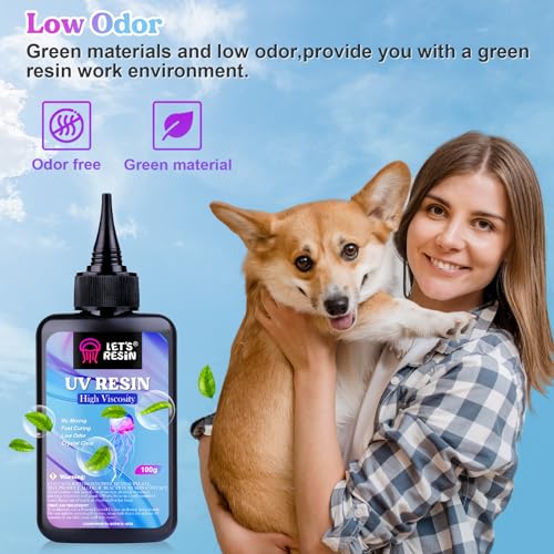 LET'S RESIN UV Resin,200g High Viscosity Crystal Clear Thick UV Resin Kit, Quick-Curing&Low Shrinkage Ultraviolet Epoxy Resin for Crafts, Doming, LET'S RESIN