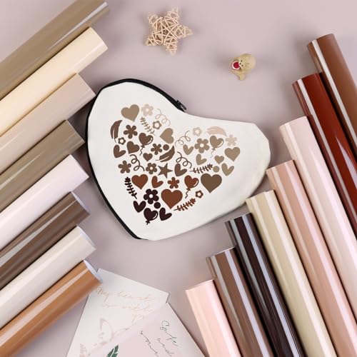 Tintnut HTV Vinyl - 16 Sheets 12 X 10inches Heat Transfer Vinyl Nude Vinyl Bundle Brown HTV Iron On Vinyl for T-Shirts DIY Compatible with Cricut Or Tintnut