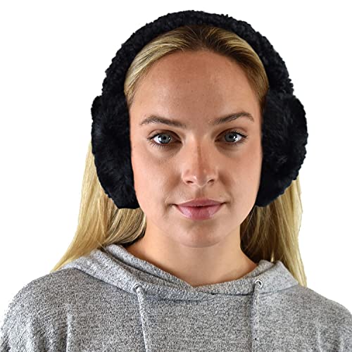 C.C Soft Winter Warm Adjustable Headband Ear Warmer Earmuffs, Sherpa Black C.C