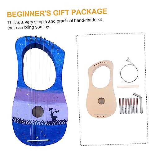 SUPVOX 1 Set DIY Wooden Piano Kids Mini Kids Musical Instruments Kids Educational Handwork Painting Lyre Harp Mahogany Lyre Harp Lyre Harp 19 Strings SUPVOX