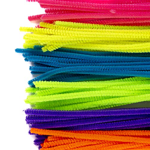 Horizon Group USA 200 Neon Fuzzy Sticks, Value Pack of Pipe Cleaners in 6 Colors, 12 Inches, Chenille Stems, Bendy Sticks, Great for DIY Arts & Horizon Group USA