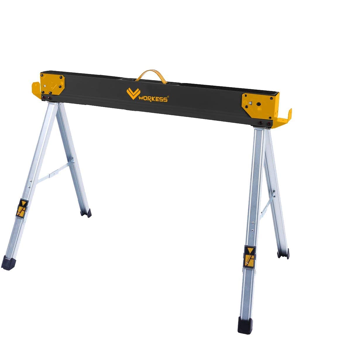 WORKESS Saw Horses 2 Pack Folding, Heavy Duty Sawhorse Table 2600 Lbs Load Capacity with 2x4 Support Legs, Portable Folding and Fast Open Legs and WORKESS