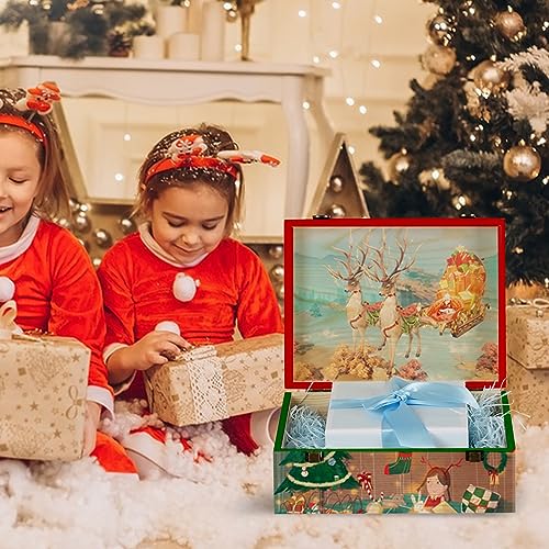 BeNiNat Large Wooden Box 14'' x 10.4'' x 6.5'' Unfinished Wood Box with Hinged Lid Wooden Boxes for Crafts,Storage,DIY, Large Keepsake Box,Wooden BeNiNat