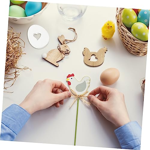 FUNOMOCYA 2 Sets 50pcs Easter Ornaments Easter Wooden Cutout Craft Wood Shapes Easter Bunny Cutouts Unfinished Wood Easter Party Supplies DIY Rabbit FUNOMOCYA