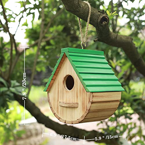 STARSWR Bird House,Outdoor Birdhouse, Natural Wooden Bird Houses for Outside Clearance Bluebird Finch Cardinals Hanging Bird Box Garden Viewing STARSWR