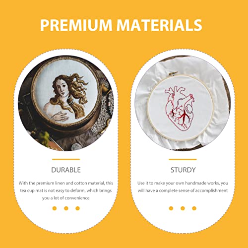 DECHOUS 1 Set Tea Cushion Diy Flower Cross Kits Unfinished Embroidery Coaster Punch Flower Embroidery Homemade Ornament Kits Table Coasters for DECHOUS