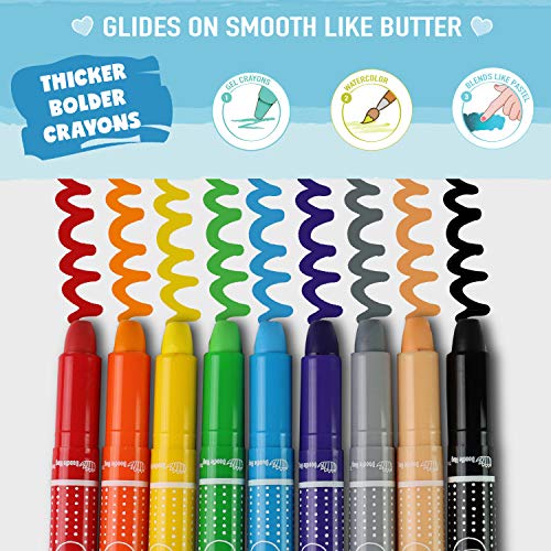 DOODLE HOG NOYO 36 Colors Gel Crayons for Toddlers and Kids - Non Toxic - 3 in 1 Washable Bolder Crayons | Pastel Watercolor Paint Effects | Ages 3 DOODLE HOG