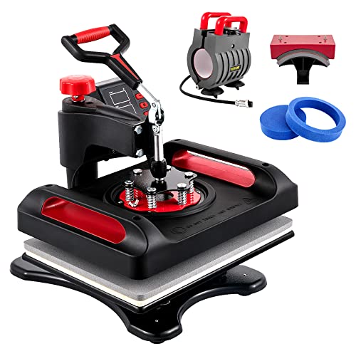 VEVOR Heat Press, Upgrade 5 in 1 Heat Press Machine for T-Shirt Hat Cap Mug Plate Sublimation, 15x15 inch Anti-Scald Fast Swing Away Digital Control VEVOR