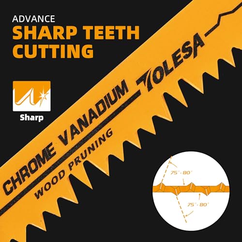 TOLESA Sawzall Blades Wood Cutting 12 Pieces CR-V Sawzall Pruning Blades Fast & Clean Cut Reciprocating Saw Blade with Durability, Flexibility & TOLESA