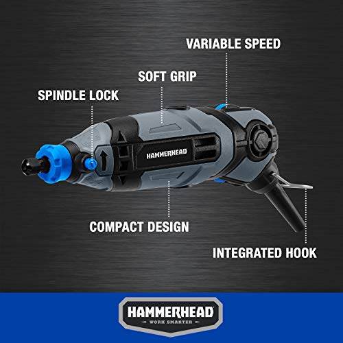 Hammerhead 1.2-Amp Rotary Tool with 62 Accessory Attachments and Carrying Case – HART012 Hammerhead
