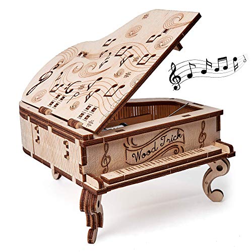 Wood Trick Toy Piano Music Box Moonlight Sonata, Wooden Musical Piano Toy Mini - 3D Wooden Puzzle, Assembly Toys, Brain Teaser for Adults and Kids Wood Trick