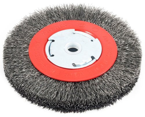 Forney 72750 Wire Bench Wheel Brush, Narrow Face Coarse Crimped with 1/2-Inch and 5/8-Inch Arbor, 6-Inch-by-.014-Inch Forney