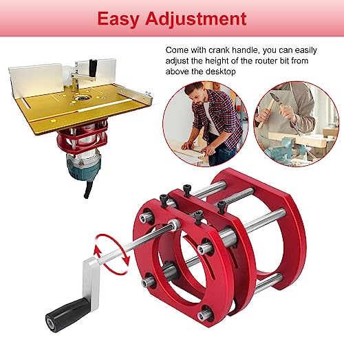 Router Table Lift Base, Router Lift Base Aluminum Alloy Stainless Steel 4 Jaw Clamping Router Table Lifting System Base Yosoo Health Gear