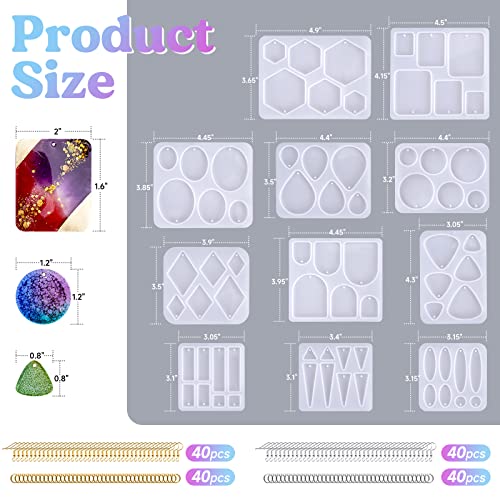LET'S RESIN Resin Earring Mold, 171 Pcs Resin Jewelry Molds Making Kit with 11 Pack Variety Shape Resin Molds Silicone, Earring Molds for Epoxy LET'S RESIN