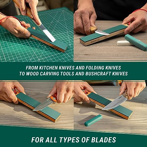 BeaverCraft Pocket Leather Strop Kit LS9P02 Stropping Leather with Knife Polishing Compound - Leather Strop for Knife Sharpening, Carving Knife Strop BeaverCraft