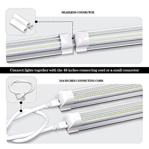 Gugsey 8Ft LED Shop Light Fixture - 100W 15500LM T8 Shop Lights for Garage, 6000K 8 Foot Daylight V Shape Linkable Garage Lights, High Output Clear Gugsey