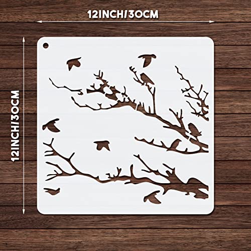 8 Pieces Reusable Tree Stencils Aspen Trees Stencils Reversed Branches Stencils Painting Tree Template Plastic Drawing Stencils for Canvas Wood Wall Chinco