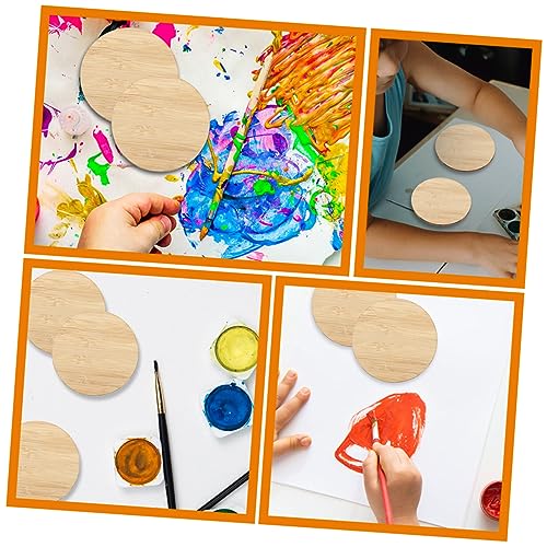 Tofficu 10pcs Round Bamboo Practical Unfinished Circle Bamboo Slices Durable Unfinished Circle Unfinished Bamboo Chips Unfinished Round Chips Tofficu