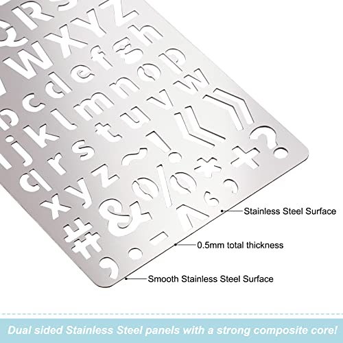 BENECREAT 4PCS 4x7 Inch Metal Engraving Stencils Letter Number Metal Stencils for Wood Carving, Drawings and Woodburning, Engraving and Scrapbooking BENECREAT
