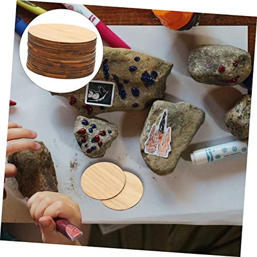 Operitacx 45 Pcs Round Bamboo Unfinished Wood Shapes Door Hanger Cutouts Tree Rounds Painting Wooden Discs Wood Circles for Crafts Wood Rounds Kids Operitacx