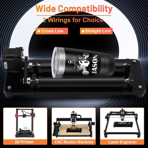 Laser Rotary Roller, Laser Engraver Y-axis Rotary Roller Engraving Module for Cylindrical Objects, Compatible with Most Kinds of CNC Laser Cutter and CAMXTOOL