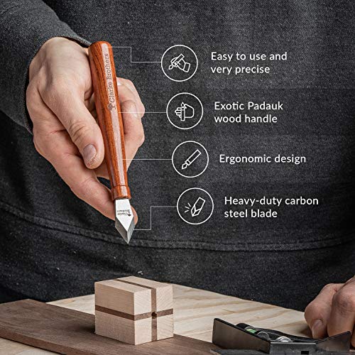 Clarke Brothers Marking Knife and Real Leather sheath – Wood Marking Gauge – Premium Woodworking Tool with High Carbon Steel Blade – Quality with Clarke Brothers