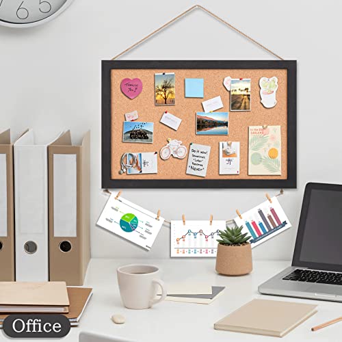 Miratino Cork Board Bulletin Board, 16 x 11 Inches Wooden Frame Pin Board, Cute Cork Boards for Walls Hanging for Office, Home Decor, School (Pins, Miratino