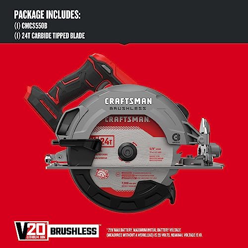 CRAFTSMAN V20 Cordless Circular Saw, 7-1/4 inch, Bare Tool Only (CMCS550B) Craftsman