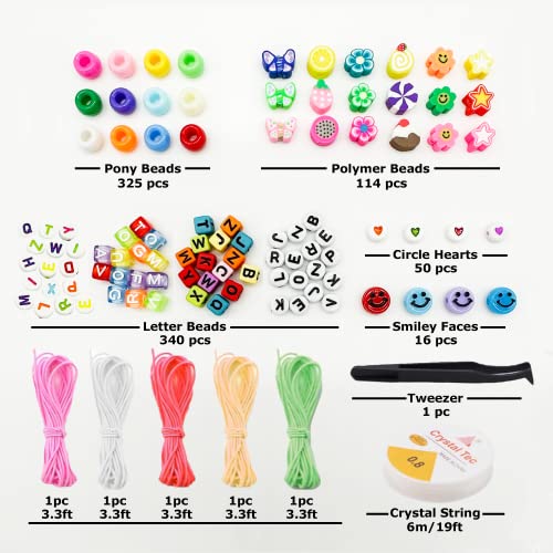 Luwanio Bracelet Making Kit, Pony Beads Clay Beads Smiley Beads Letter Beads for Friendship Bracelets Jewelry Making, Kandi Bracelet Kit, DIY Arts Luwanio